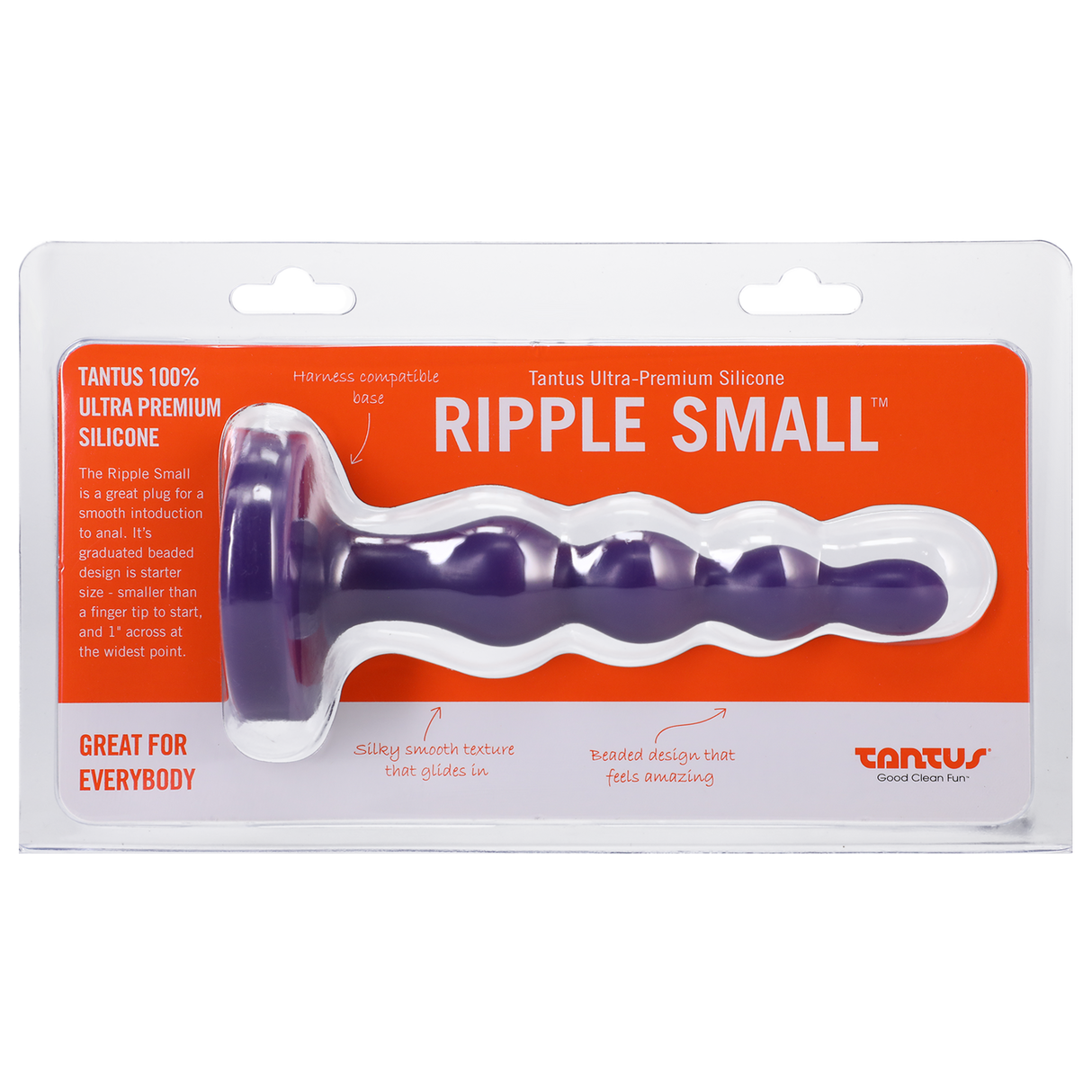 Tantus Ripple Small Butt Plug — Amethyst, 1" Diameter, 4.95" Length - TS0888