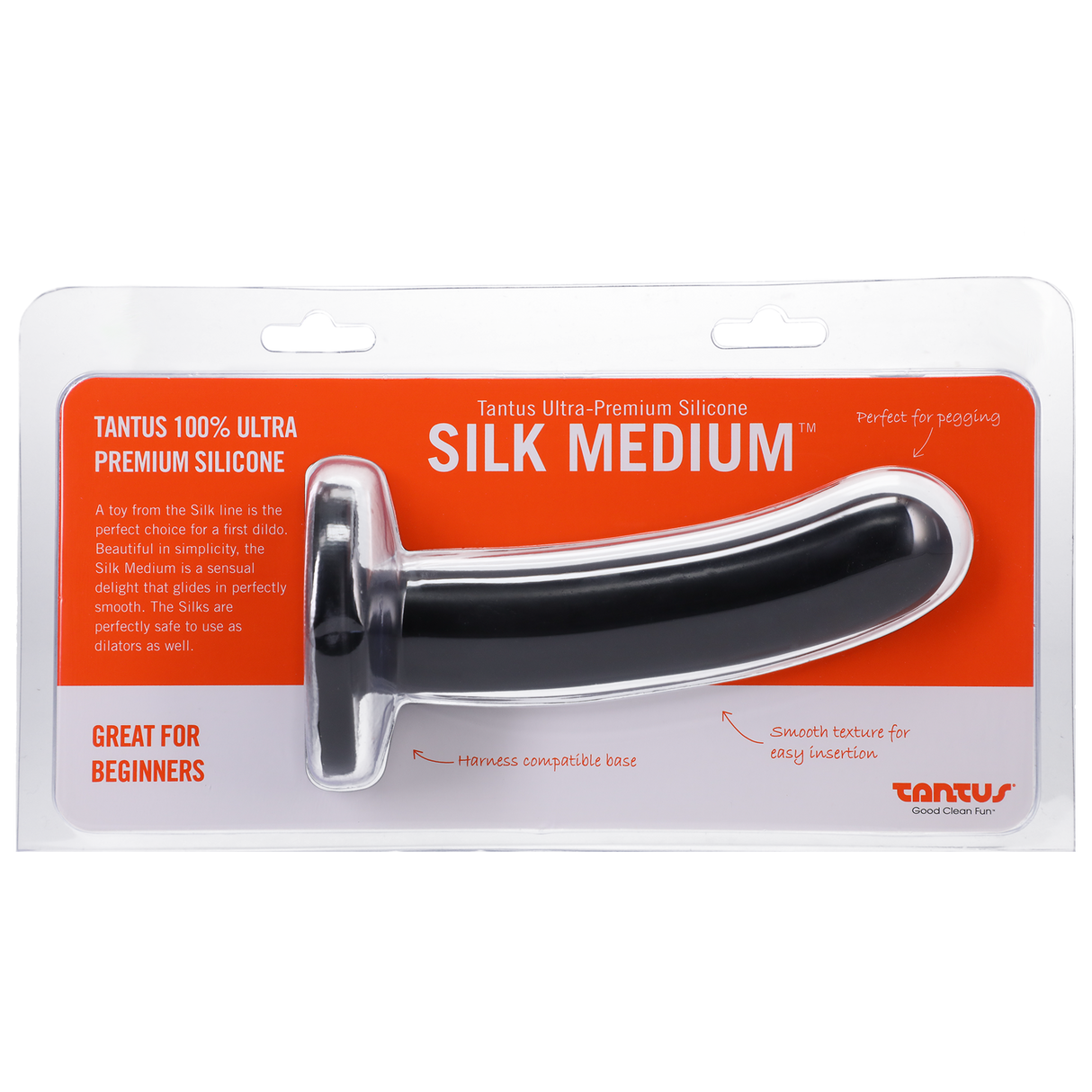 Tantus Silk Medium Dildo — Onyx, Firm (1.1" x 5.25") - TS1199