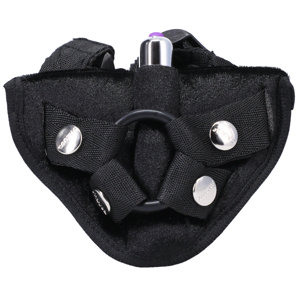 Tantus Velvet Vibrating Harness — Onyx (Includes Bullet) - TS8693
