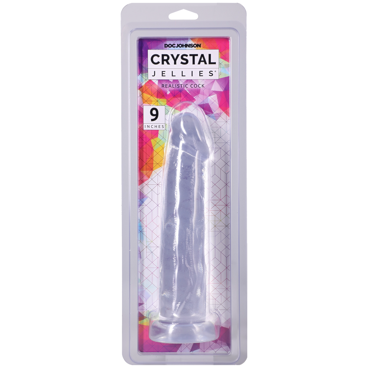 Doc Johnson Crystal Jellies Realistic Cock — 9 in Clear - DJ0288-46-CD