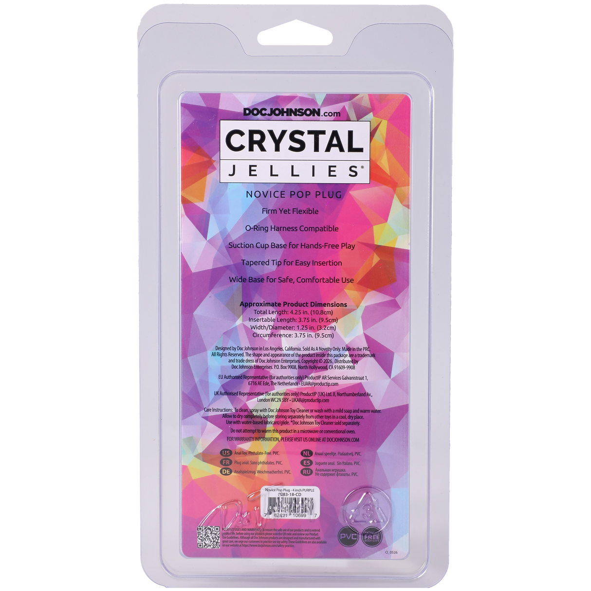Doc Johnson Crystal Jellies Novice Pop Plug — 4 in, Purple - DJ0283-18-CD