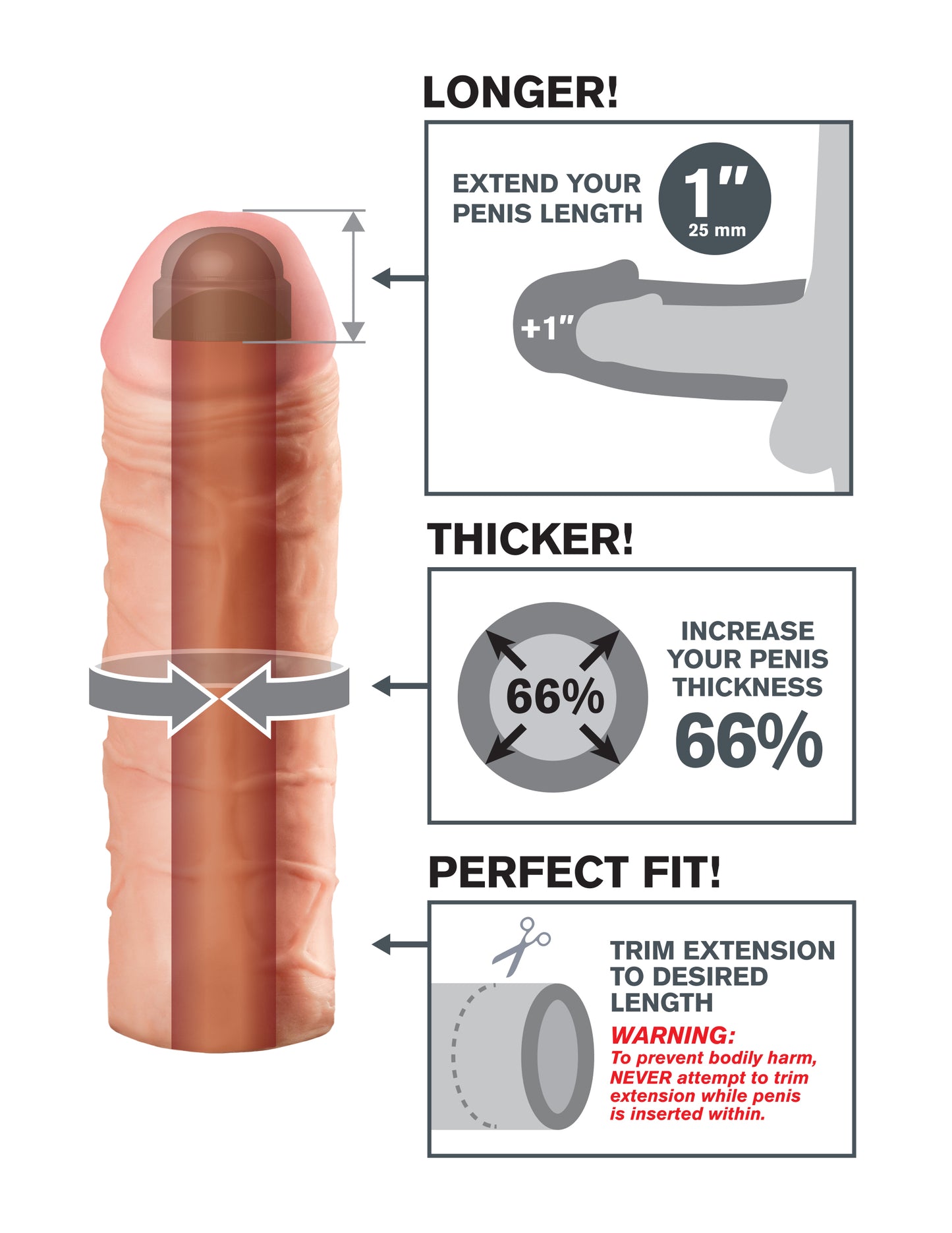 Fantasy X-Tension Mega 1-Inch Extesion by Pipedream