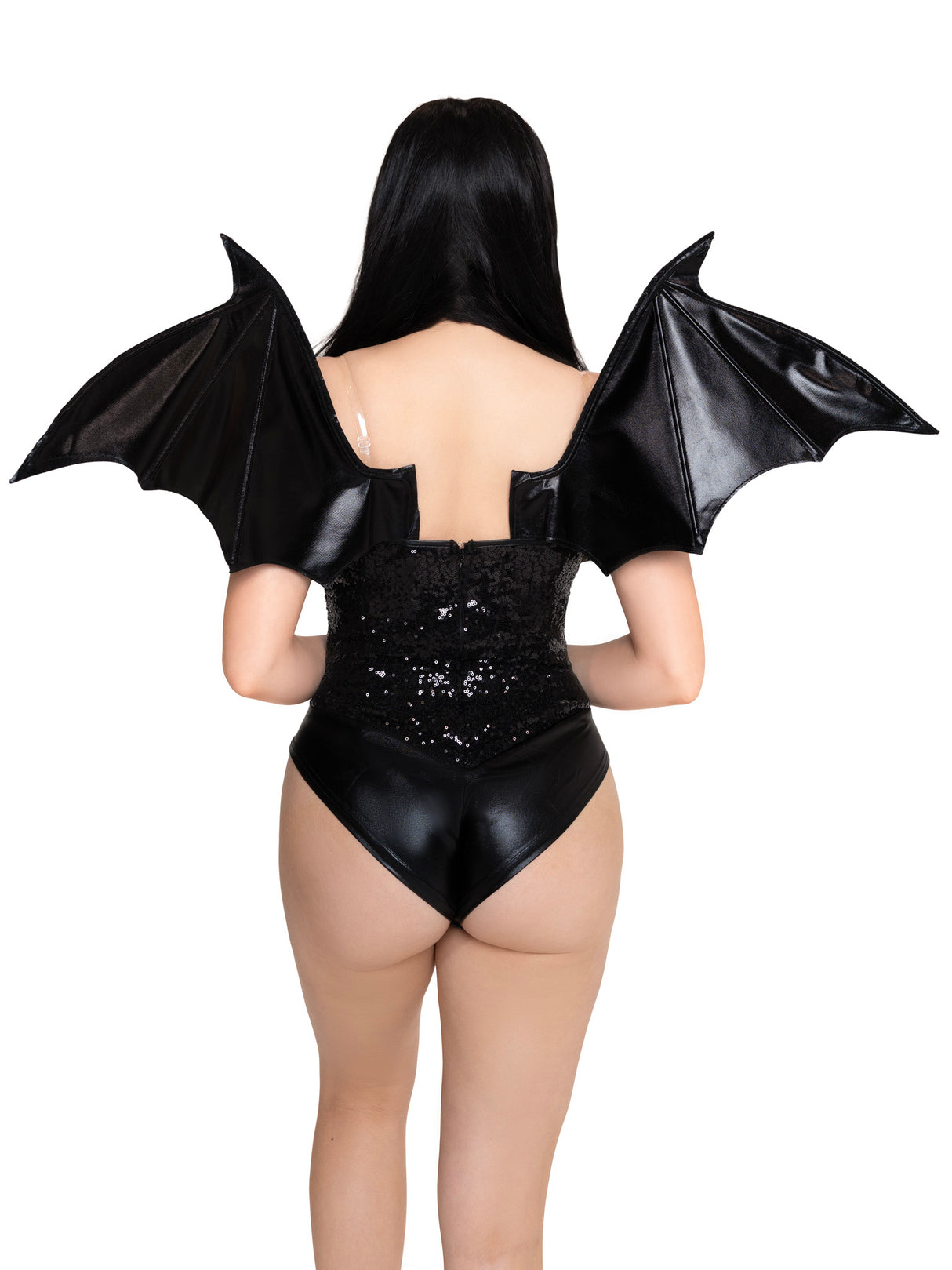 Leg Avenue Strapless Wet-Look Bat Wings, Black - LA-A2927