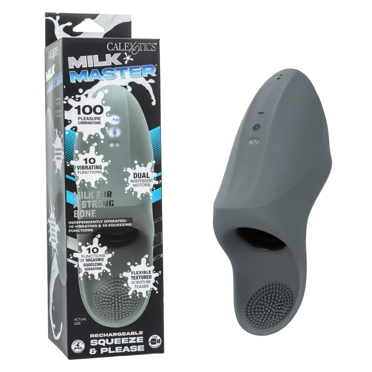 CalExotics Milk Master Rechargeable Squeeze & Please Masturbator — Grey - SE5550203