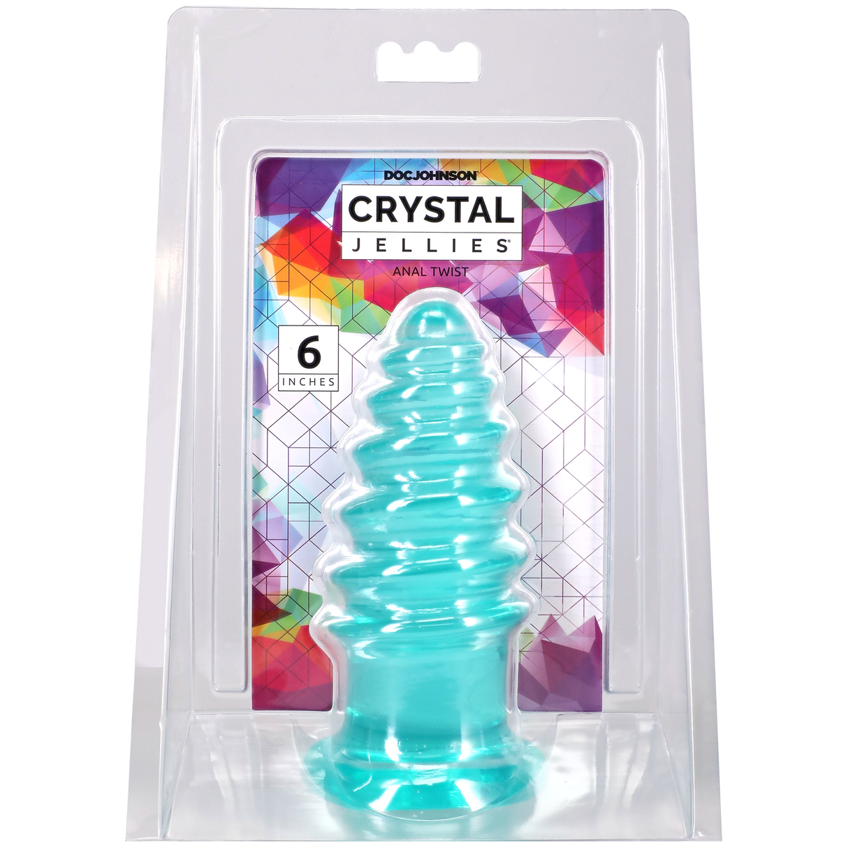 Doc Johnson Crystal Jellies Anal Twist — 6 Inch, Teal - DJ0289-14-CD