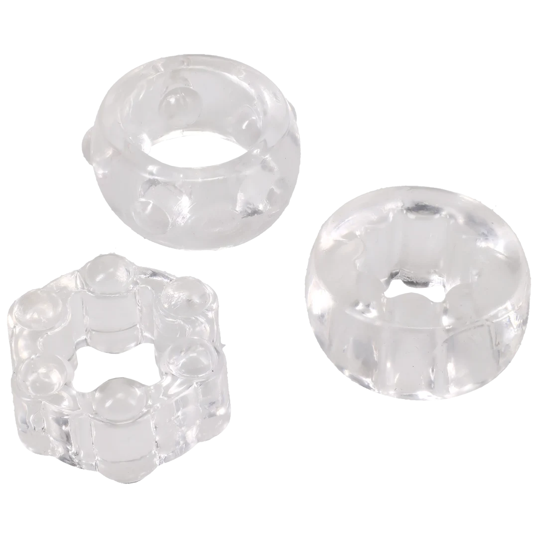 Doc Johnson Crystal Jellies Performance Ring Set, 3 Clear (1.75 in) - DJ0291-06-CD