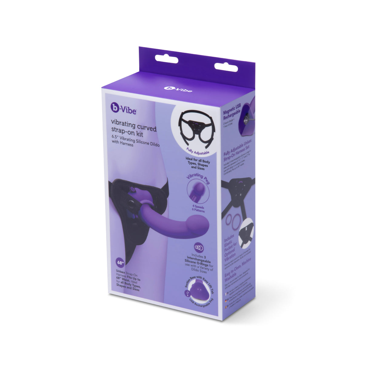 b-Vibe Curved Vibrating Strap-On Kit with 6.5in Silicone Dildo - BV1807