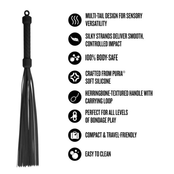 Blush Temptasia Ardor Flogger — Black, 17.72 in - BL-55505