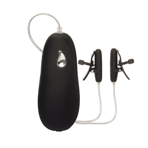 Vibrating Heated Nipple Teasers - Black by CalExotics