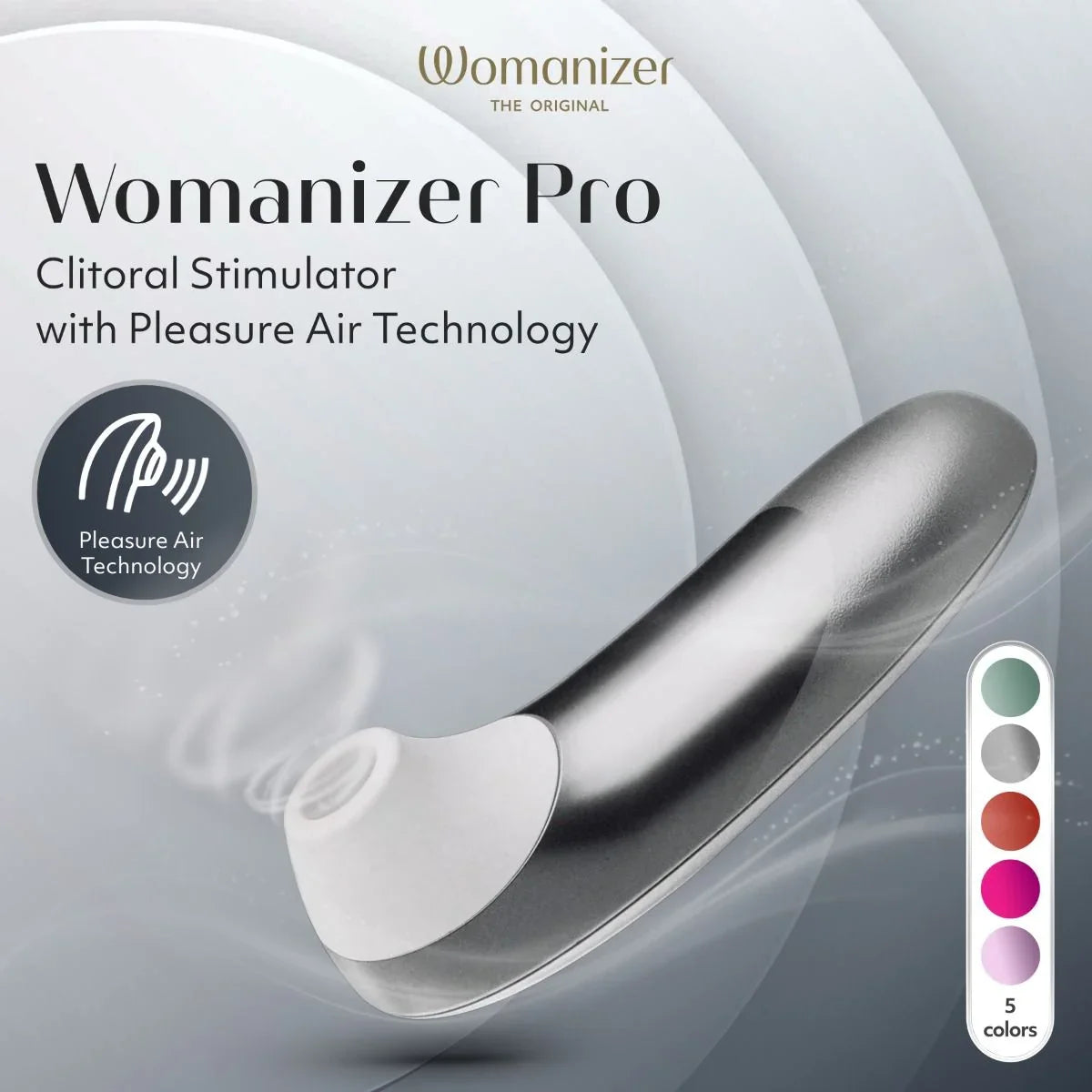 Womanizer Pro Clitoral Stimulator — Silver Grey, 11 Levels - WZ6865