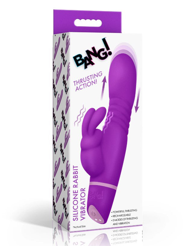 XR Brands Rabbit Vibrator — Dual Motor Silicone, Purple - BNG-AH794