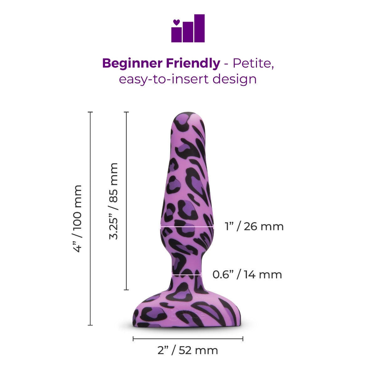 b-Vibe Leopard Novice Anal Plug, USB Rechargeable - BV7896