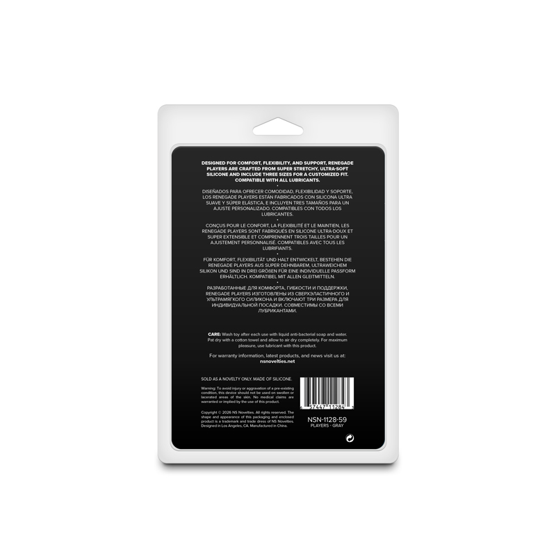 nsnovelties Renegade Players Cock Ring Set, Gray (3 Sizes) - NSN-1128-59