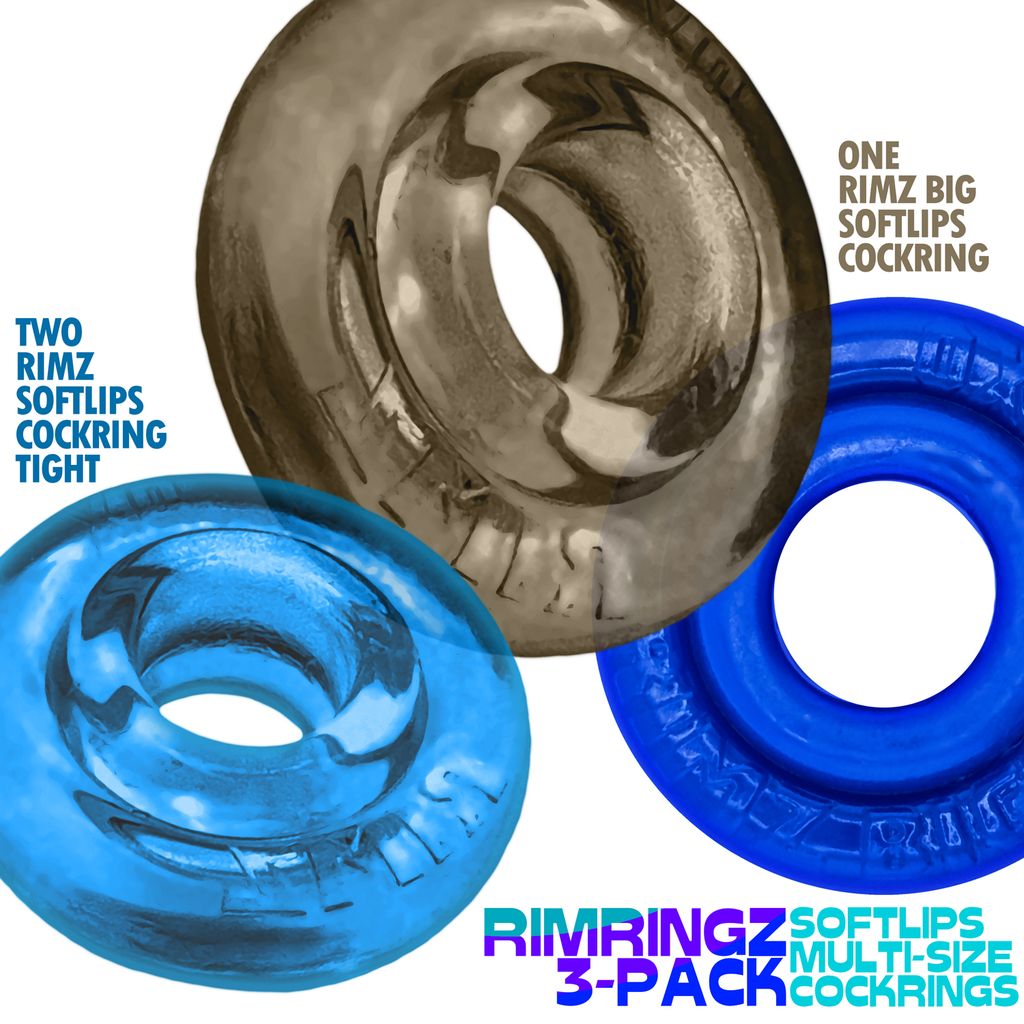 OXBALLS Rimringz 3-Pack — Cool Blues (2 Regular + 1 Big) - OX-3206-COL