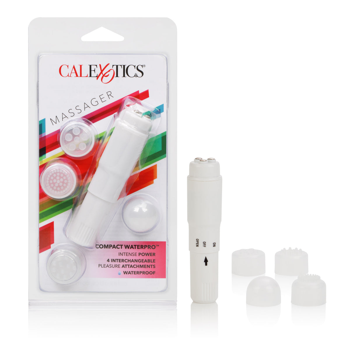 CalExotics Compact Waterproof Travel Massager with 4 Tips - White - SE2104012