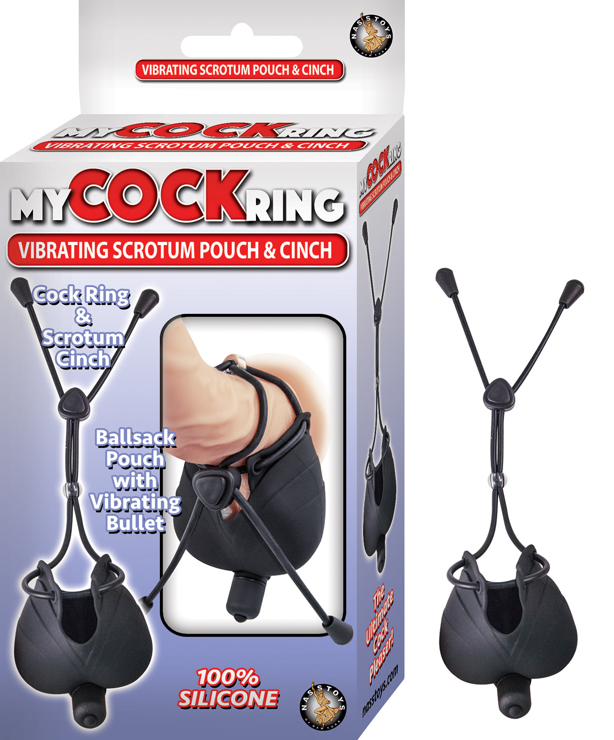 My Cock Ring Vibrating Scrotum Pouch & Cinch - Black by Nasstoys