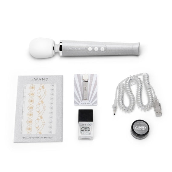 LE Wand All That Glimmers Petite Wand Vibrator — White Special Edition - LW0281