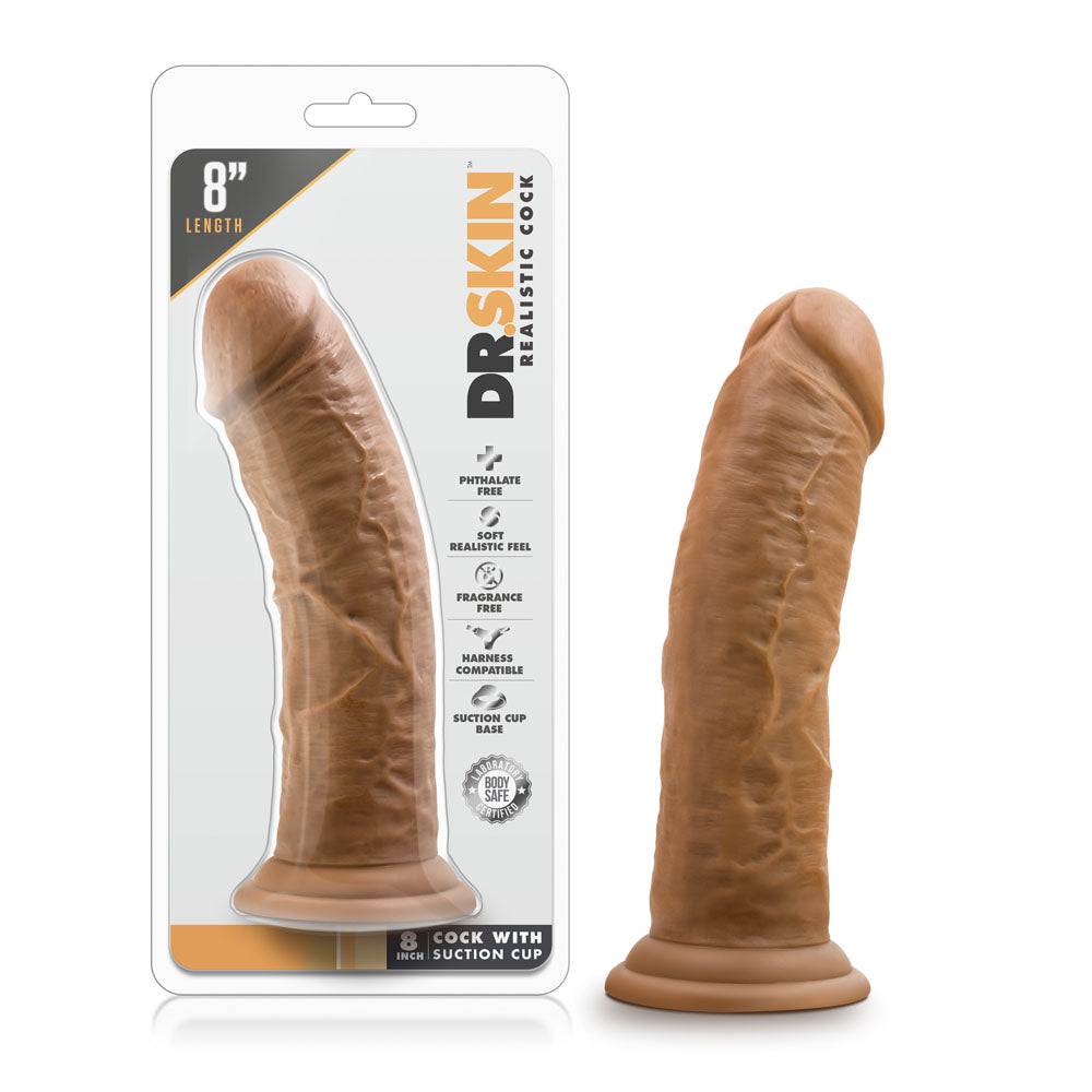 Blush Dr. Skin 8 Inch Realistic Dildo with Suction Cup — Mocha - BL-12807