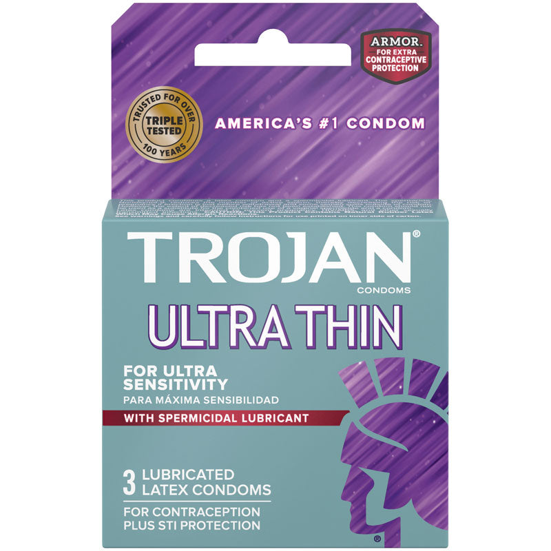 Paradise Marketing Trojan Ultra Thin Armor Spermicidal Condoms - 3 Pack - TJ92720
