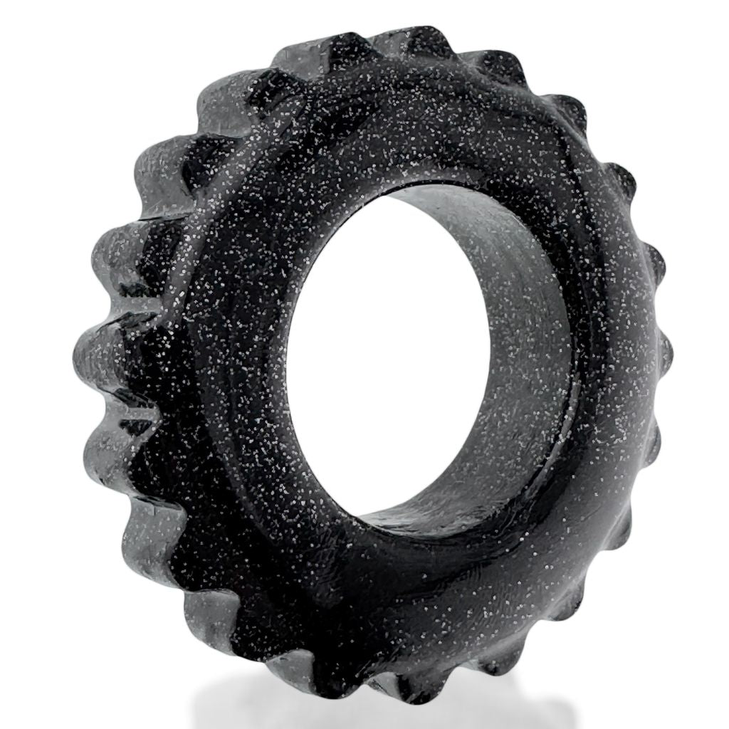 OXBALLS Plushy Single Ring Cock Ring — Black Mica - OX-3207-BKM