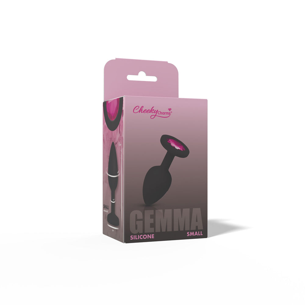 Gemma Pink Gem Black Silicone Plug - Small