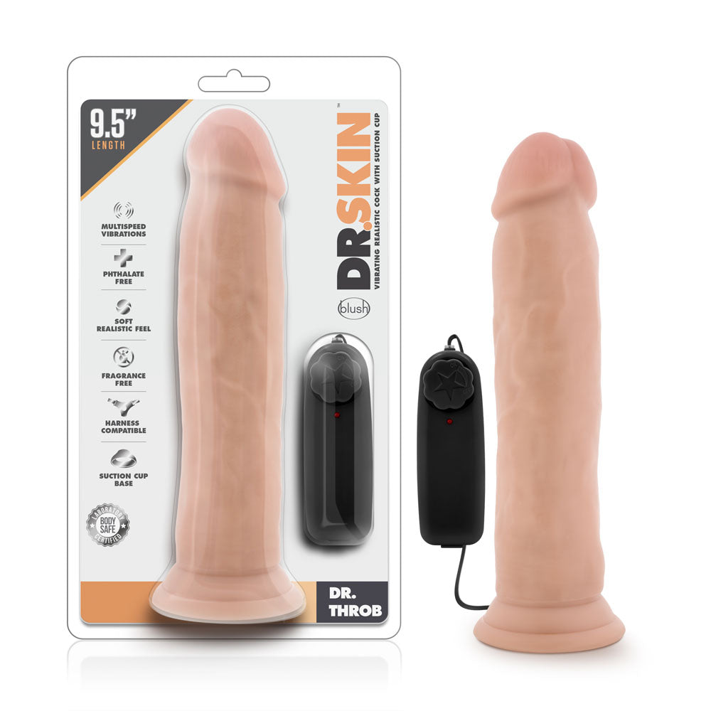 Blush Dr. Throb 9.5 Inch Vibrating Realistic Dildo with Suction Cup - Vanilla - BL-13813