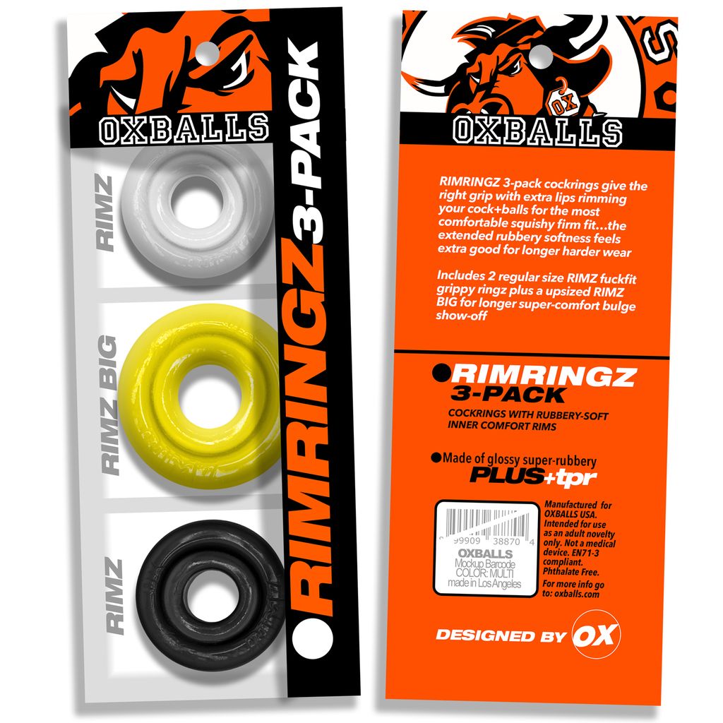 OXBALLS Rimringz Shockwave 3-Pack Cockrings (2 Regular + 1 Big) - OX-3206-SHK