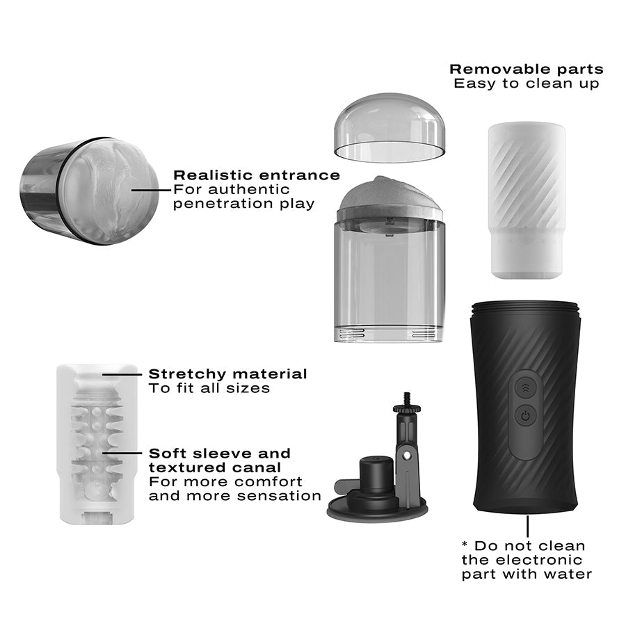 Dorcel Thrust Blow Automatic Masturbator — Black, Suction Cup - DL2868