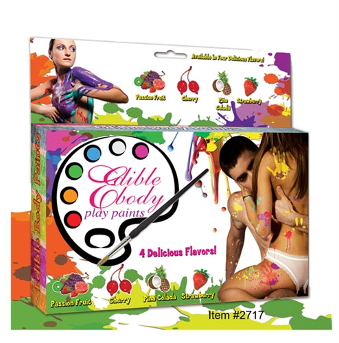 Hott Products Edible Body Play Paints Kit — 4 Flavors, 5" x 2" - HTP2717