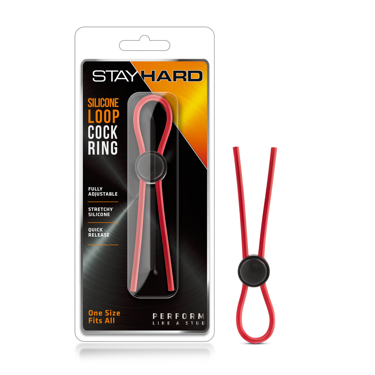 Blush Stay Hard Silicone Loop Cock Ring — Red - BL-31098