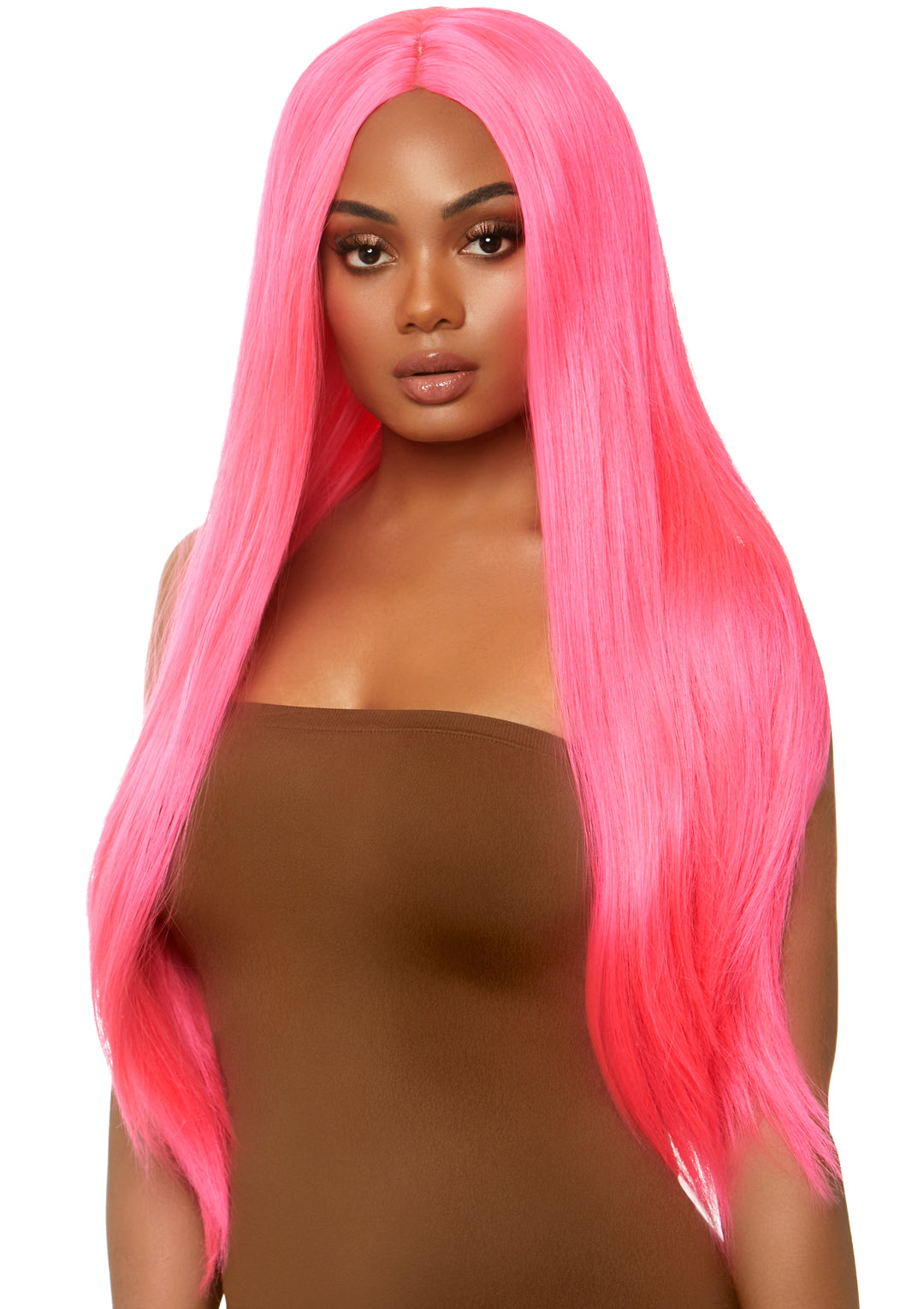 Leg Avenue 33-Inch Long Straight Center-Part Wig — Pink - LA-A2864PNK