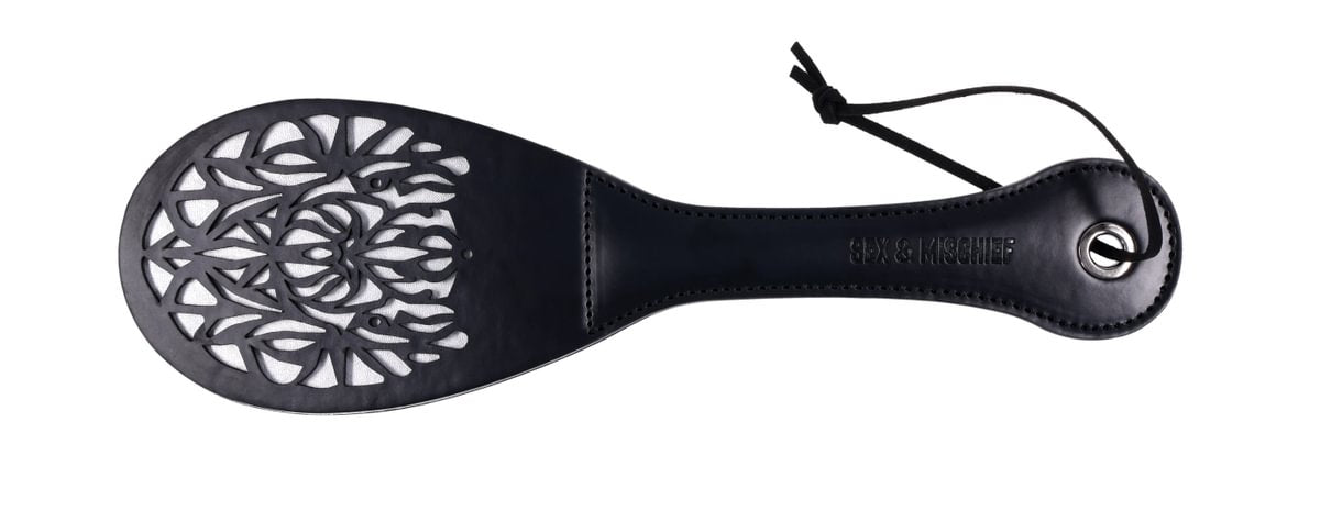Sex & Mischief Lace Spanker Paddle — 13 in (33 cm), Black - SS10107