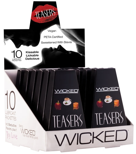 Wicked Sensual Care Teasers Lubricant Packettes — 12-Piece Display (10 Packettes Each) - WS-90300D