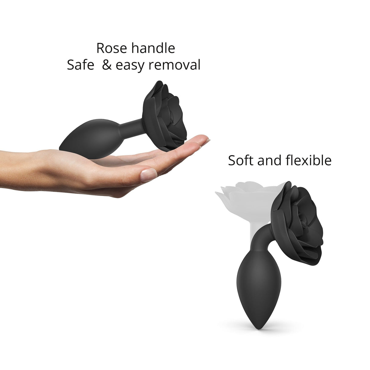 Love To Love Open Roses Anal Plug L — Black Onyx, Silicone - LV2428