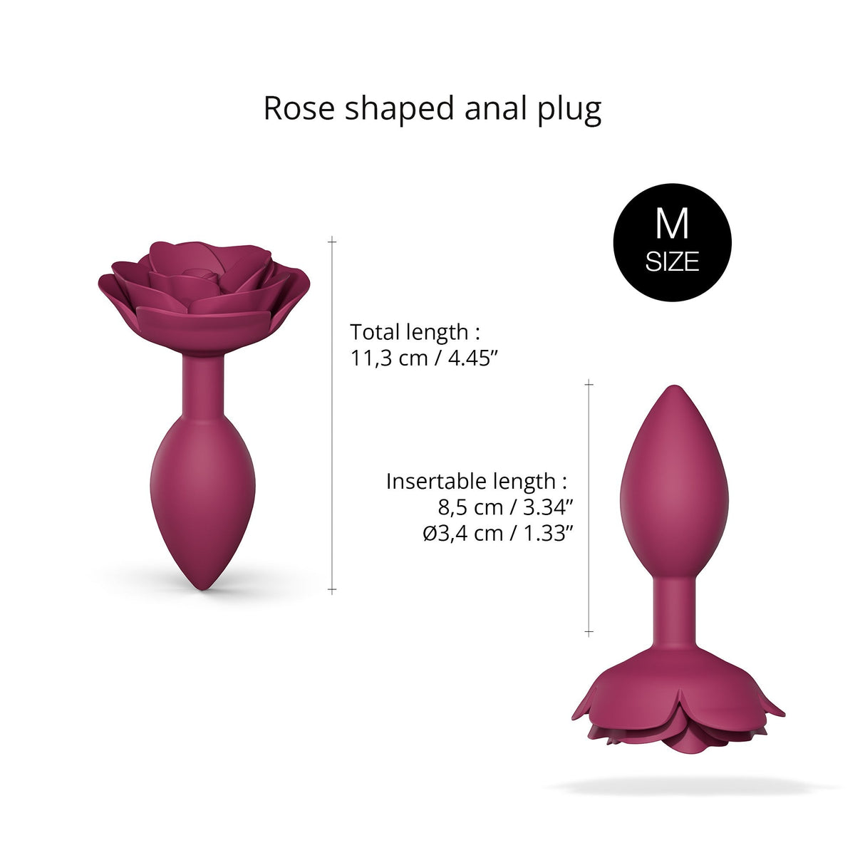 Love to Love Open Roses M Anal Plug — Plum Star, Silicone - LV2411
