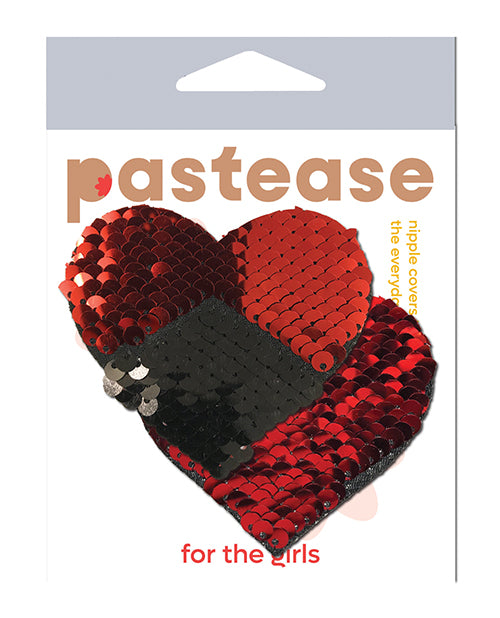 Pastease Color Changing Flip Sequins Hearts - Red/Black O/S by Pastease