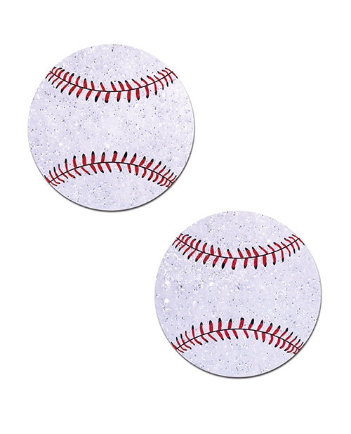 Pastease Baseball Sparkly Pasties — White, 2.5in One Size