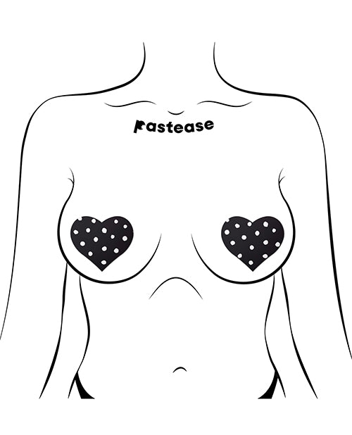 Pastease Heart w/Polka Dot - White/Black O/S by Pastease