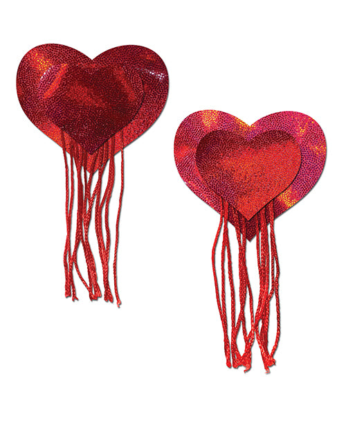 Pastease Tassel Holographic Heart - Red O/S by Pastease