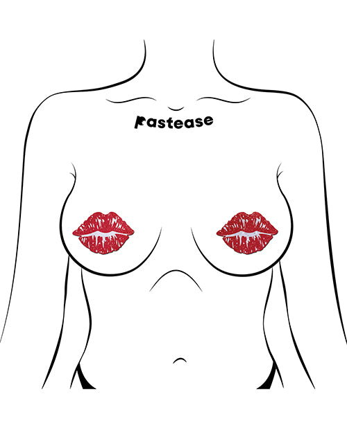 Pastease Sparkle Kissing Lips Pasties — Red, O/S