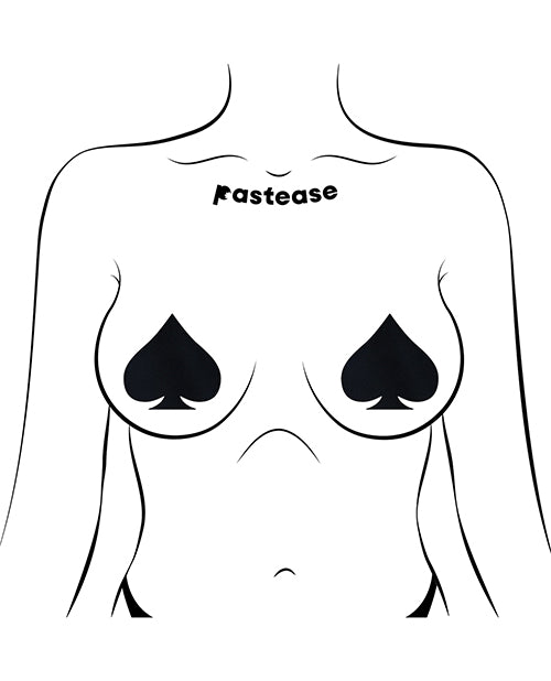 Pastease Liquid Spade Nipple Pasties — Black, One Size