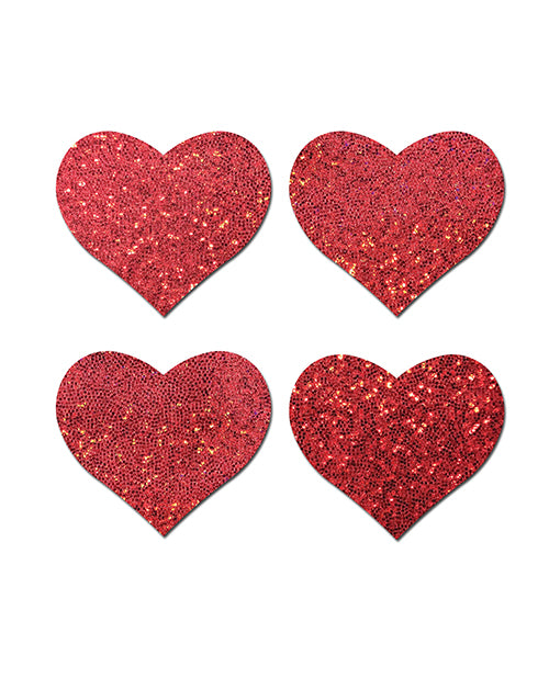 Pastease Premium Petites Glitter Heart - Red O/S Pack of 2 Pair by Pastease