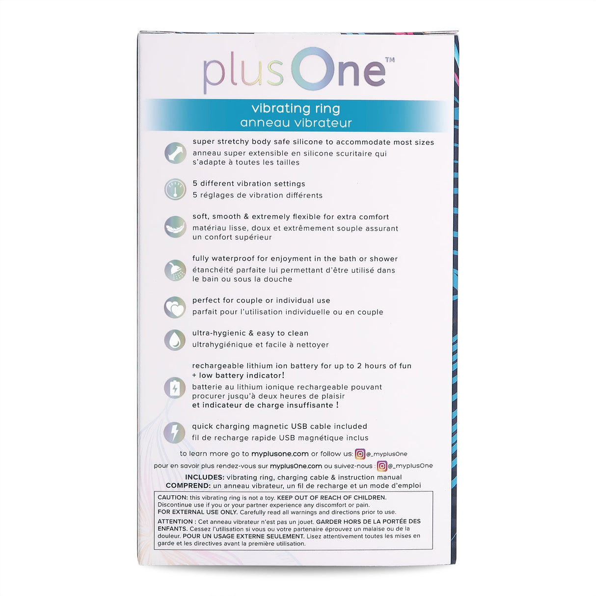 plusOne Vibrating Ring — Rechargeable Waterproof Silicone, 3.05 × 0.79 in - PO6701