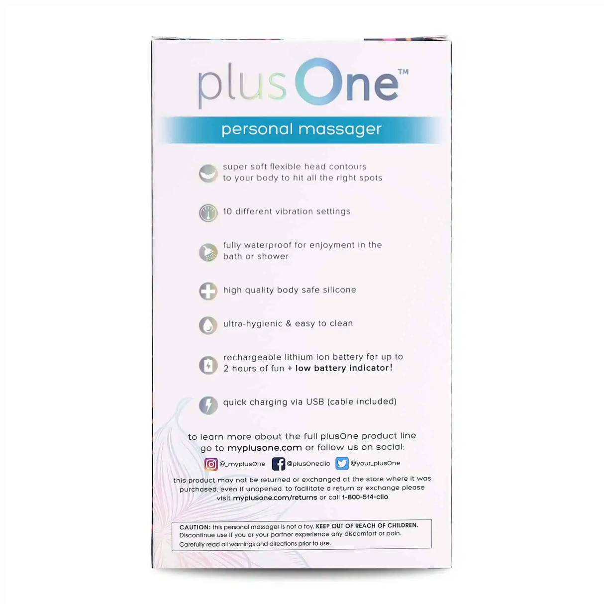 plusOne Personal Massager — Curved Rechargeable Silicone Vibrator, 5.2 in - PO6703