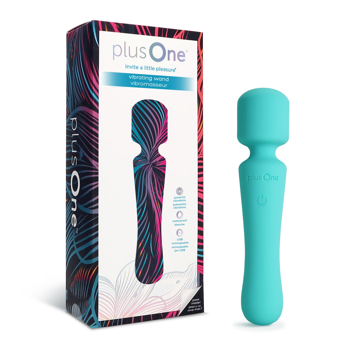 plusOne Vibrating Wand — Rechargeable Waterproof Wand, 7.4 in - PO6709