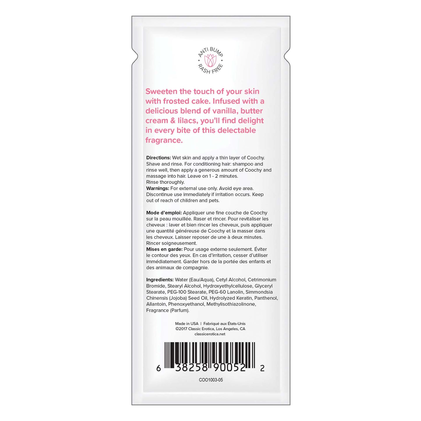 Coochy Shave Cream - Frosted Cake - 15 ml Foils 24 Count Display by Classic Brands