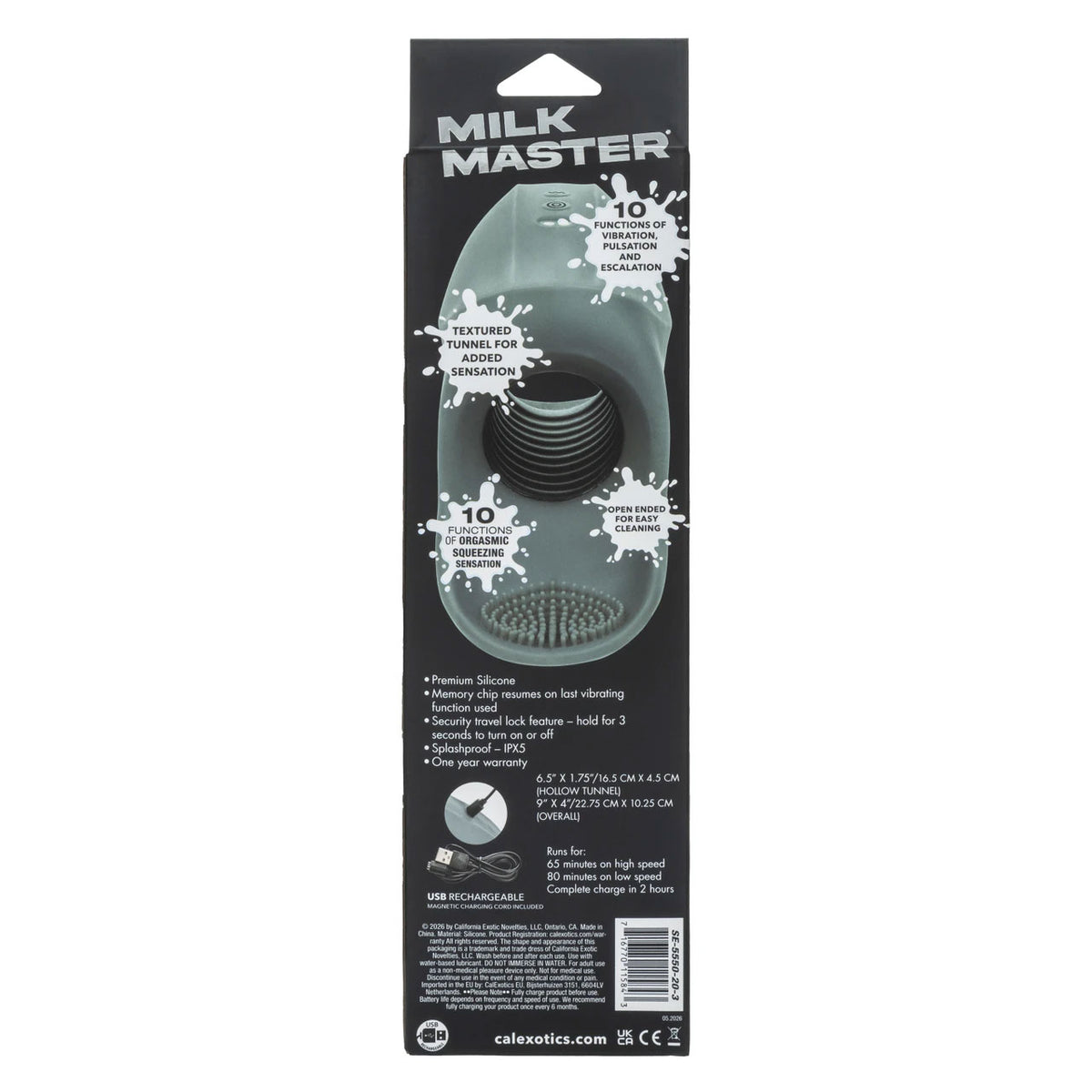 CalExotics Milk Master Rechargeable Squeeze & Please Masturbator — Grey - SE5550203