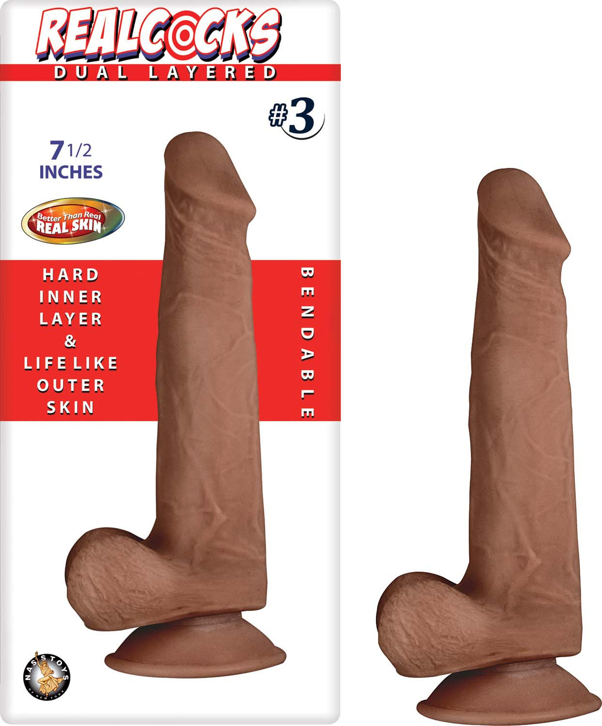 Nasstoys Realcocks Dual-Layer Realistic Dildo — Brown - NW2782-2