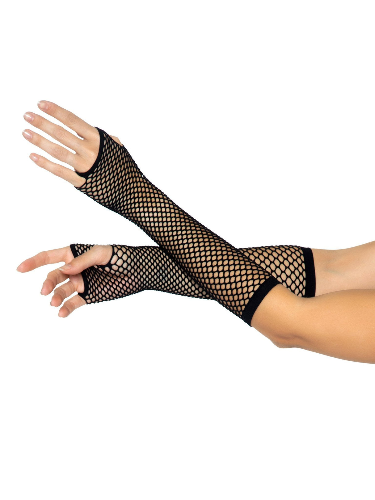 Leg Avenue Triangle Net Fingerless Gloves — Black, One Size - LA-2024BLK