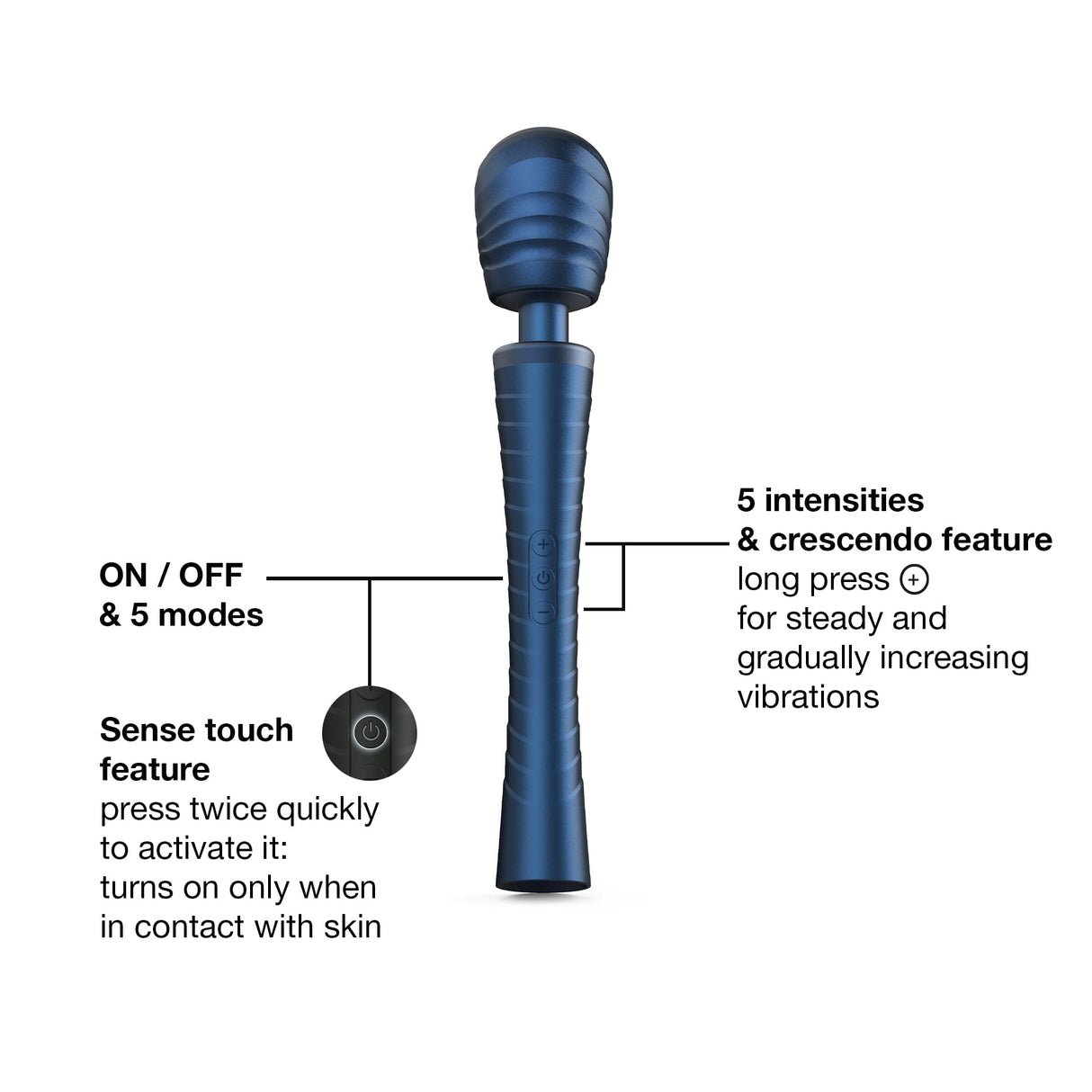Man Wan Edgy Vibrating Wand — Stellar Blue - MW9511